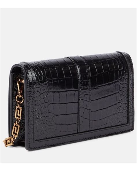 versace black embossed greek wallet|Versace Greca Goddess Leather Wallet .